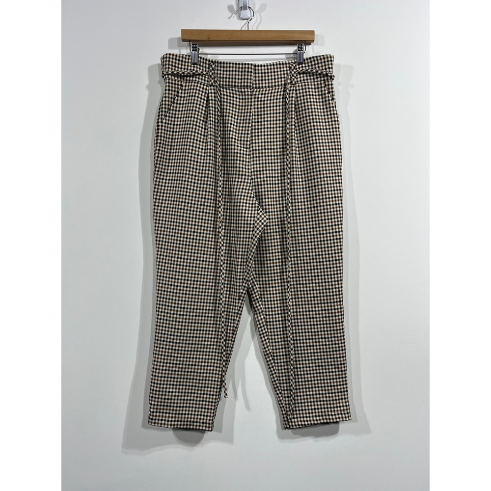 VETTA Houndstooth Pleated Tapered Pants Capsule Womens 16 Academia Office Siren